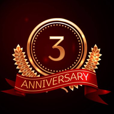 Altın yüzük ve kurdele ile üç yıl yıldönümü kutlama.