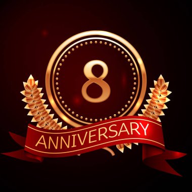 Altın yüzük ve kurdele ile sekiz yıl yıldönümü kutlama.