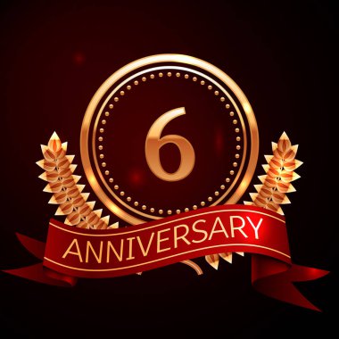 Altın yüzük ve kurdele ile altı yıl yıldönümü kutlama.