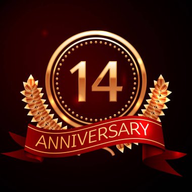 On dört yıl yıldönümü kutlamaları altın yüzük ve kurdele ile.