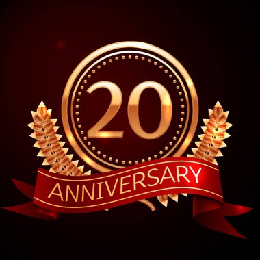 Altın yüzük ve kurdele ile yirmi yıl yıldönümü kutlama.