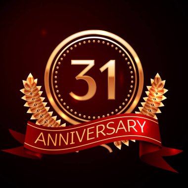 Altın yüzük ve kurdele ile otuz bir yıl yıldönümü kutlama.