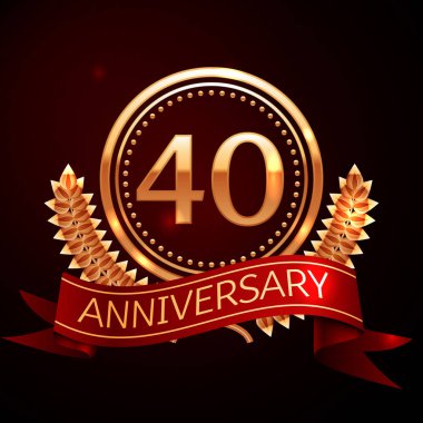 Altın yüzük ve kurdele ile kırk yıl yıldönümü kutlama.