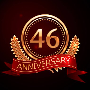 Altın yüzük ve kurdele ile Kırk altı yıl yıldönümü kutlama.