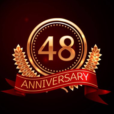 Altın yüzük ve kurdele ile kırk sekiz yıl yıldönümü kutlama.