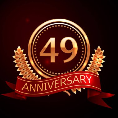 Altın yüzük ve kurdele ile kırk dokuz yıl yıldönümü kutlama.