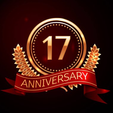 On yedi yıl yıldönümü kutlamaları altın yüzük ve kurdele ile.