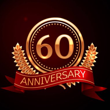 Altın yüzük ve kurdele ile altmış yıl yıldönümü kutlama.