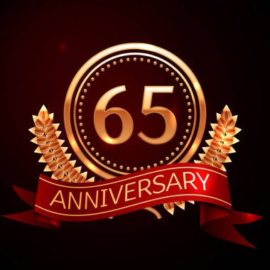 Altmış beş yıl yıldönümü kutlamaları altın yüzük ve kurdele ile.