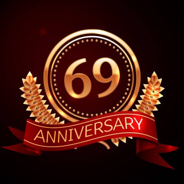 Altın yüzük ve kurdele ile Altmış dokuz yıl yıldönümü kutlama.