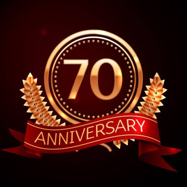 Altın yüzük ve kurdele ile yetmiş yıl yıldönümü kutlama.