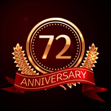 Altın yüzük ve kurdele ile yetmiş iki yıl yıldönümü kutlama.