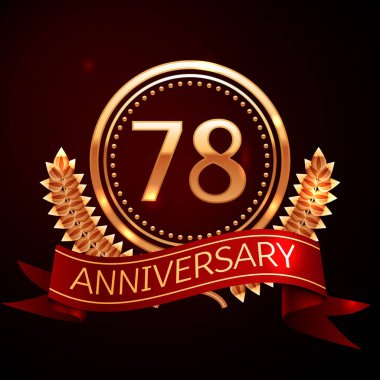 Altın yüzük ve kurdele ile yetmiş sekiz yıl yıldönümü kutlama.