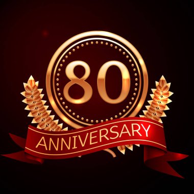 Altın yüzük ve kurdele ile 80 yıl yıldönümü kutlama.