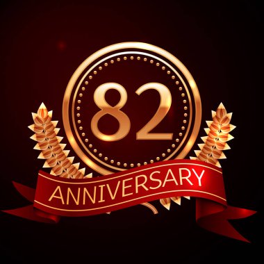 Altın yüzük ve kurdele ile seksen iki yıl yıldönümü kutlama.