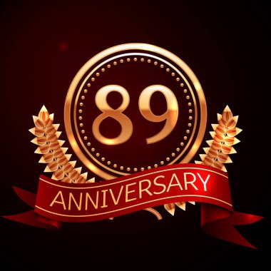 Seksen dokuz yıl yıldönümü kutlamaları altın yüzük ve kurdele ile.