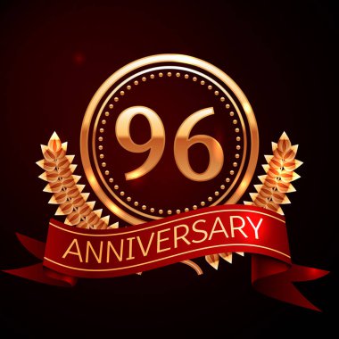 Altın yüzük ve kurdele ile doksan altı yıl yıldönümü kutlama.