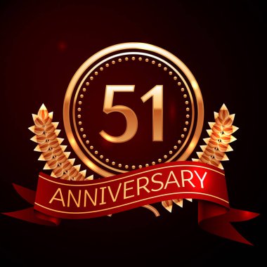 Altın yüzük ve kurdele ile elli bir yıl yıldönümü kutlama.