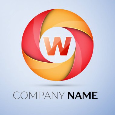W harfi daire renkli logo. Tasarımınız için vektör şablonu