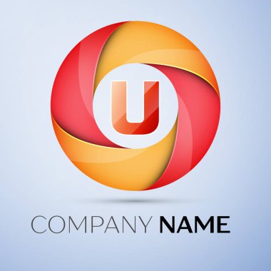 U harfi daire renkli logo. Tasarımınız için vektör şablonu