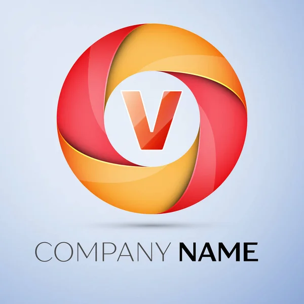 V brev färgglada logo i cirkeln. Vector mall för din design — Stock vektor