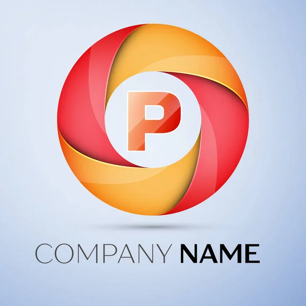 P brev färgglada logo i cirkeln. Vector mall för din design — Stock vektor