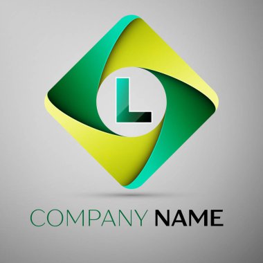 L harfi rhombus renkli logo. Tasarımınız için vektör şablonu