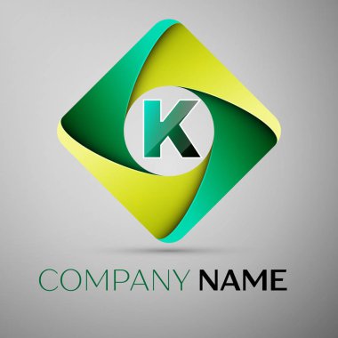 K harfi rhombus renkli logo. Tasarımınız için vektör şablonu