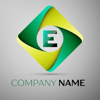 E harfi rhombus renkli logo. Tasarımınız için vektör şablonu