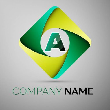 Rhombus bir mektup renkli logo. Tasarımınız için vektör şablonu