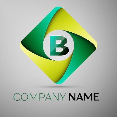 B, mektup rhombus renkli logo. Tasarımınız için vektör şablonu