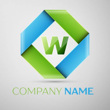 Renkli rhombus harf W vektör logo simge. Tasarımınız için vektör şablonu