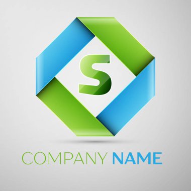 Renkli rhombus S harfi vektör logo simge. Tasarımınız için vektör şablonu