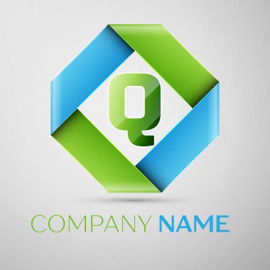 Renkli rhombus harf Q vektör logo simge. Tasarımınız için vektör şablonu