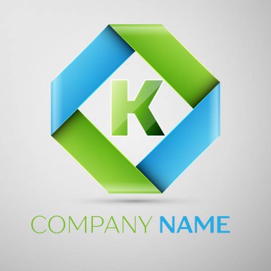 K harfi vektör logo simge renkli rhombus. Tasarımınız için vektör şablonu