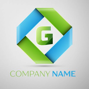 G harfi vektör logo simge renkli rhombus. Tasarımınız için vektör şablonu