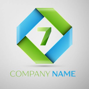 Yedi numaralı vektör logo simge renkli rhombus. Tasarımınız için vektör şablonu
