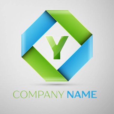 Y harfi vektör logo simge renkli rhombus. Tasarımınız için vektör şablonu