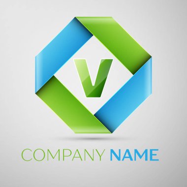 Renkli rhombus harf V vektör logo simge. Tasarımınız için vektör şablonu