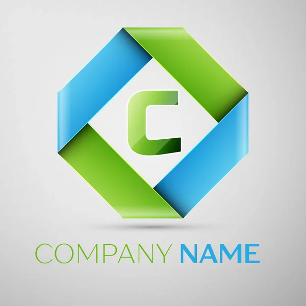 Letter C vector logo symbol in the colorful rhombus. Vector template for your design — Stock Vector