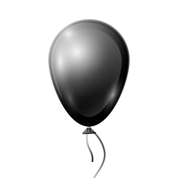 Realistische schwarze Ballon mit Band isoliert auf weißem Hintergrund. Vektor Illustration von glänzenden bunten glänzenden Ballon — Stockvektor