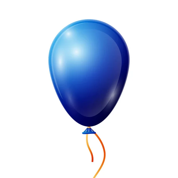 Realistische blauwe ballon met lint geïsoleerd op een witte achtergrond. Vectorillustratie van glanzende kleurrijke glanzende ballon — Stockvector