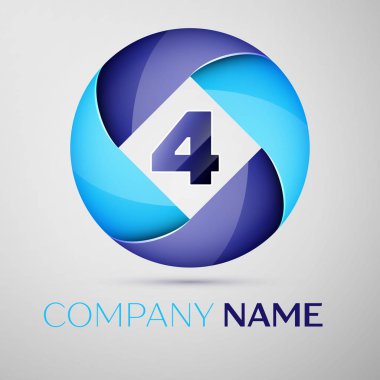 Dört renkli logo daire içinde numara. Tasarımınız için vektör şablonu