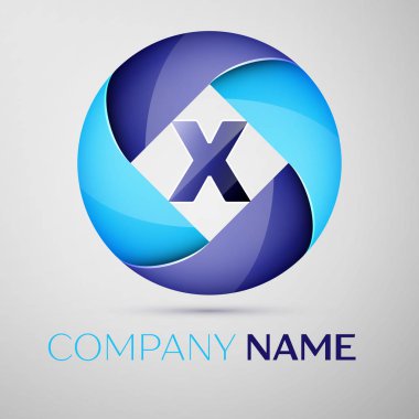 X harfi renkli logo daire. Tasarımınız için vektör şablonu