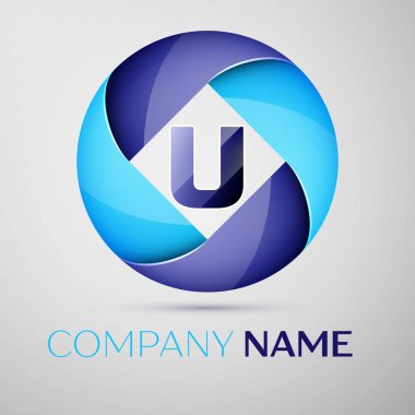 U harfi daire renkli logo. Tasarımınız için vektör şablonu