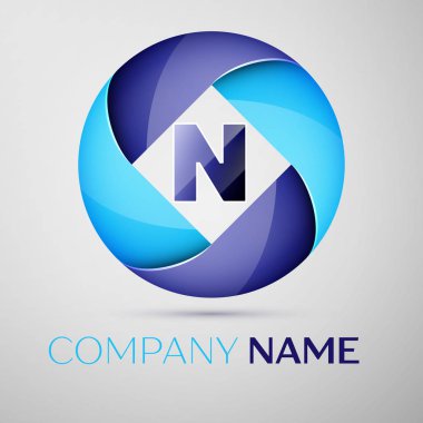 N harfi daire renkli logo. Tasarımınız için vektör şablonu