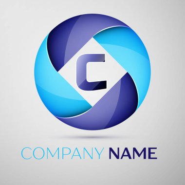 C harfi daire renkli logo. Tasarımınız için vektör şablonu