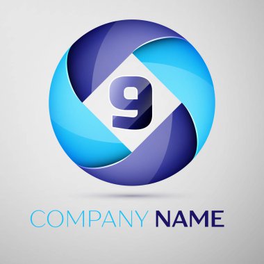 Daire içinde renkli logo dokuz numara. Tasarımınız için vektör şablonu