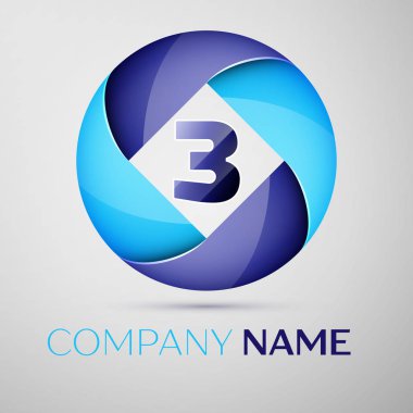 Üç renkli logo daire içinde numara. Tasarımınız için vektör şablonu