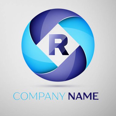 R harfi daire renkli logo. Tasarımınız için vektör şablonu